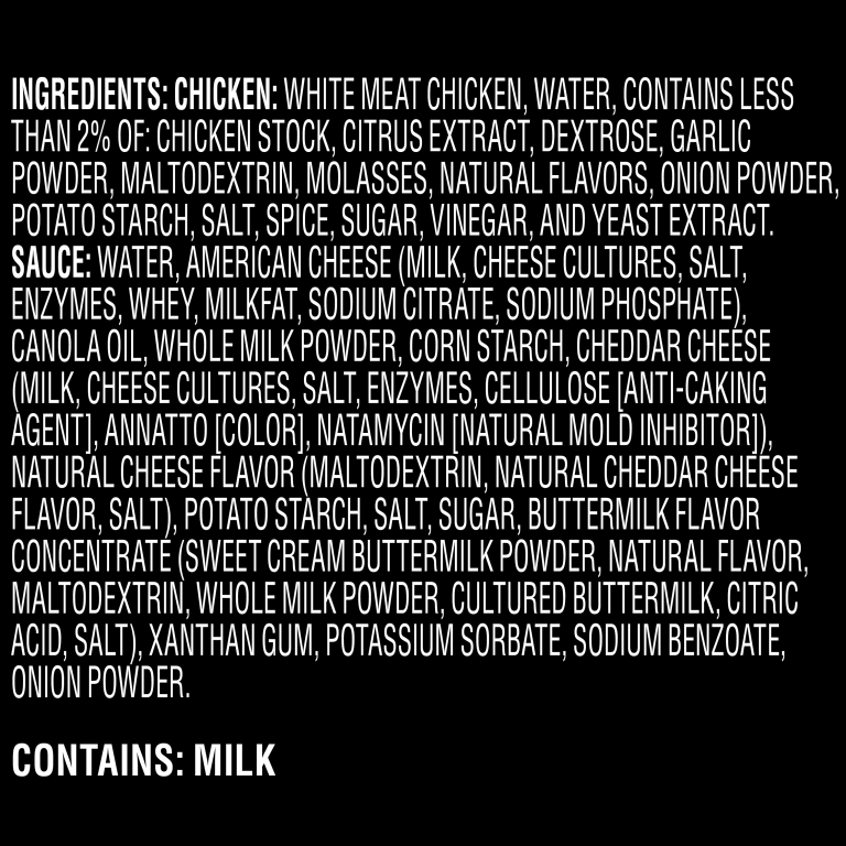 Street Eats Philly Chicken & Melty Cheese 11oz RFG_Ingredients